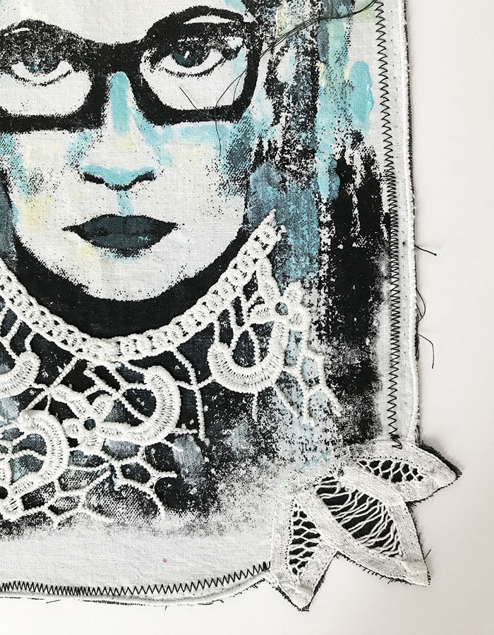 JMCHO Icons: Mounted RBG silk screened and embellished portrait
