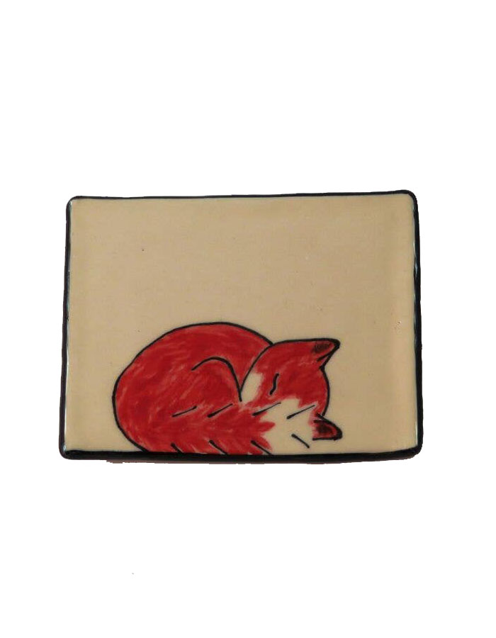Sleeping Fox small ceramic tray